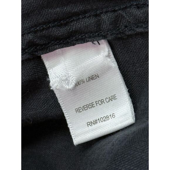 GARNET HILL black Easy Linen longline tunic button up 100% natural blouse top - Picture 7 of 7